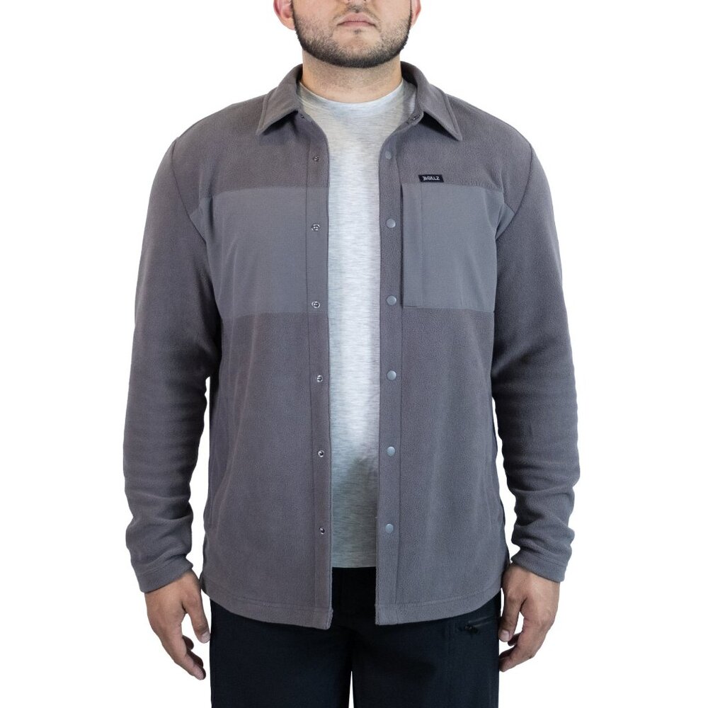 NWT XL GILLZ Crescent Beach Men's Microfiber Fleece Snap Shirt Castlerock Gray